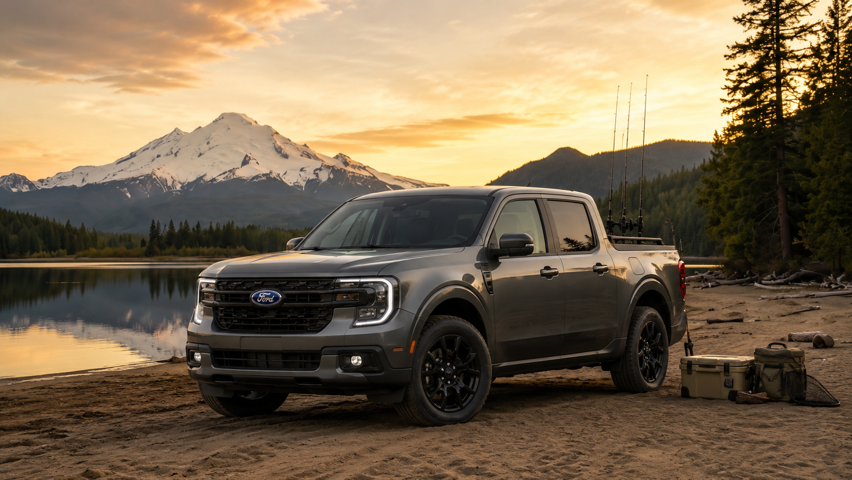 A black 2026 Ford Super Duty pickup truck parked outside MSA Ford dealership, highlighting reliable vehicles and professional automotive services.